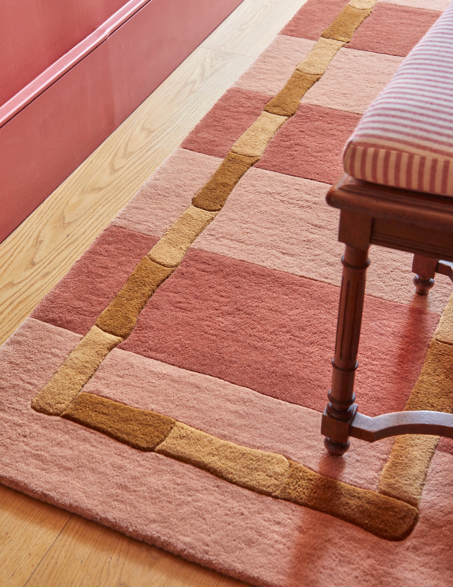 ALICE CRAWLEY x LAYERED Bamboo Stripe Wool Rug Terracotta