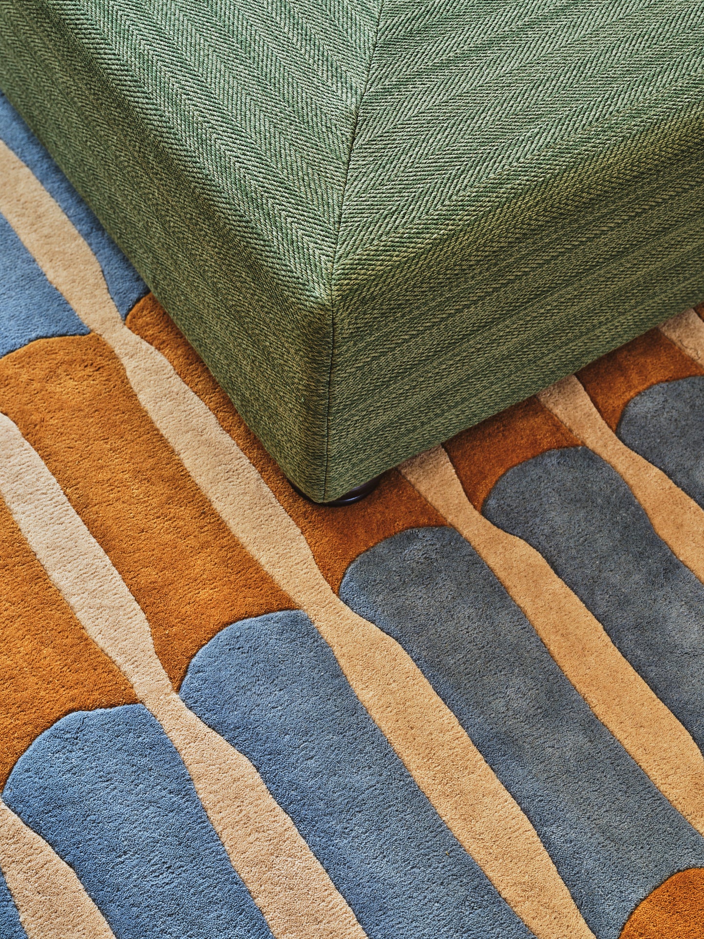 ALICE CRAWLEY x LAYERED Bamboo Forest Wool Rug Azure Blue