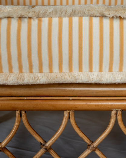 Pair of Vintage Bamboo Lounge Chairs with Striped Cushions
