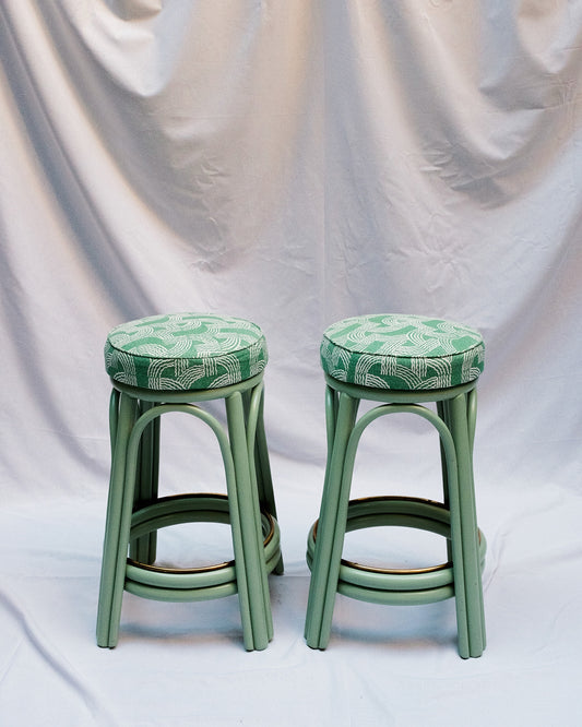Pair of original "Angraves" cane stools