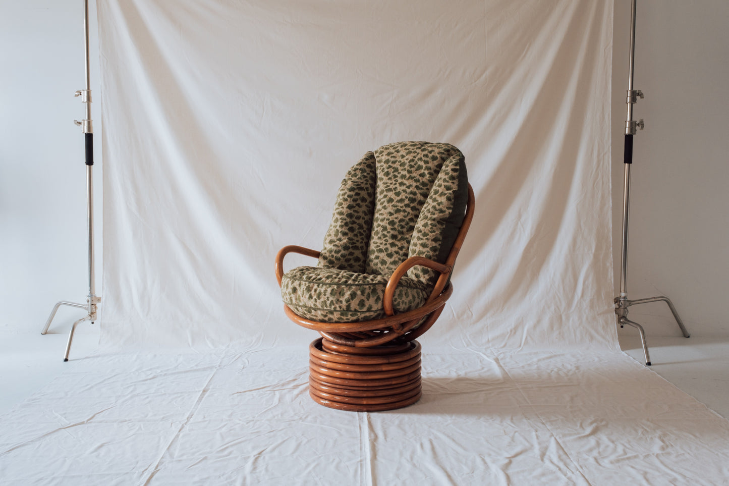 Mid Century Bamboo Swivel Chair