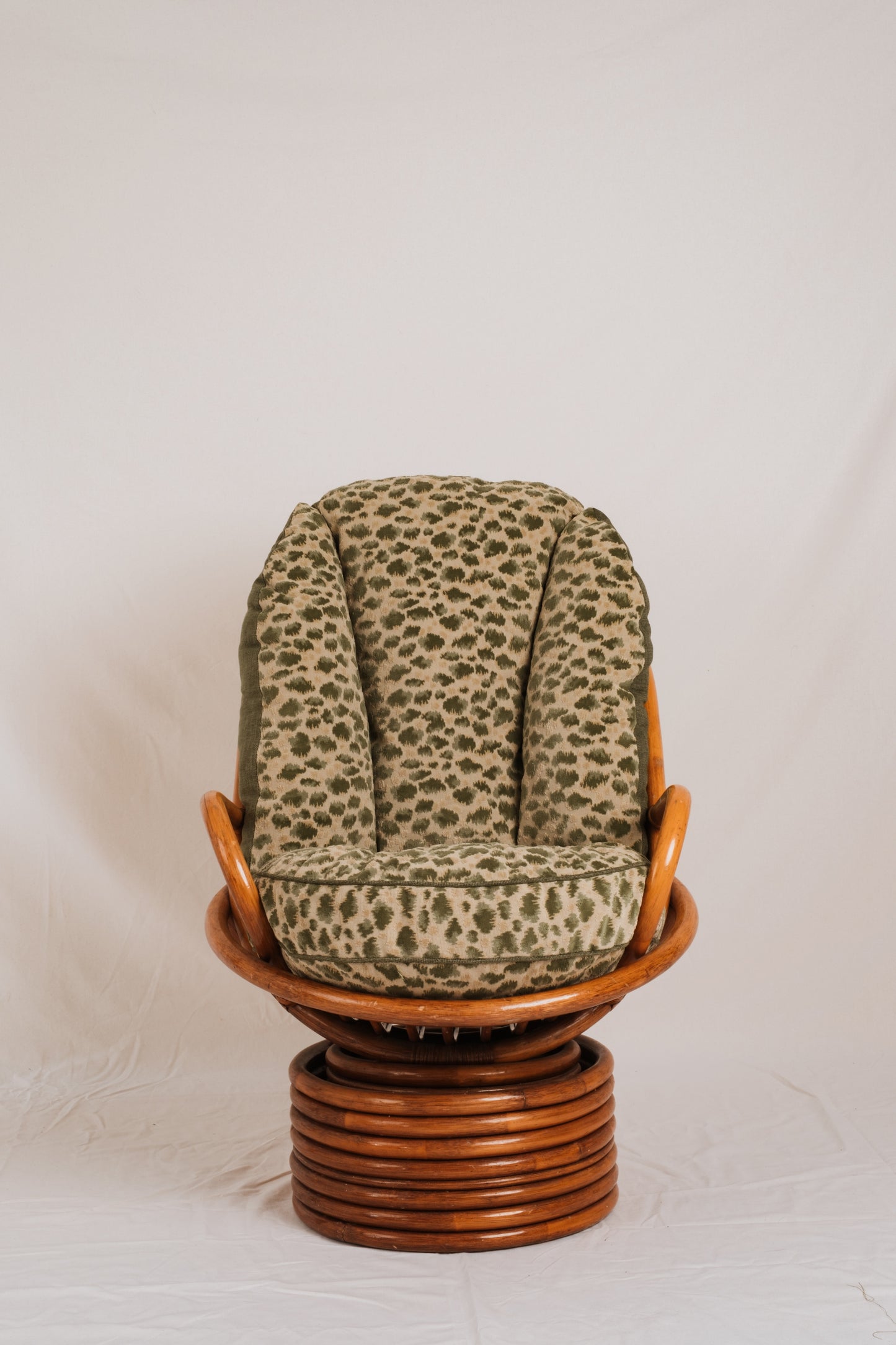 Mid Century Bamboo Swivel Chair