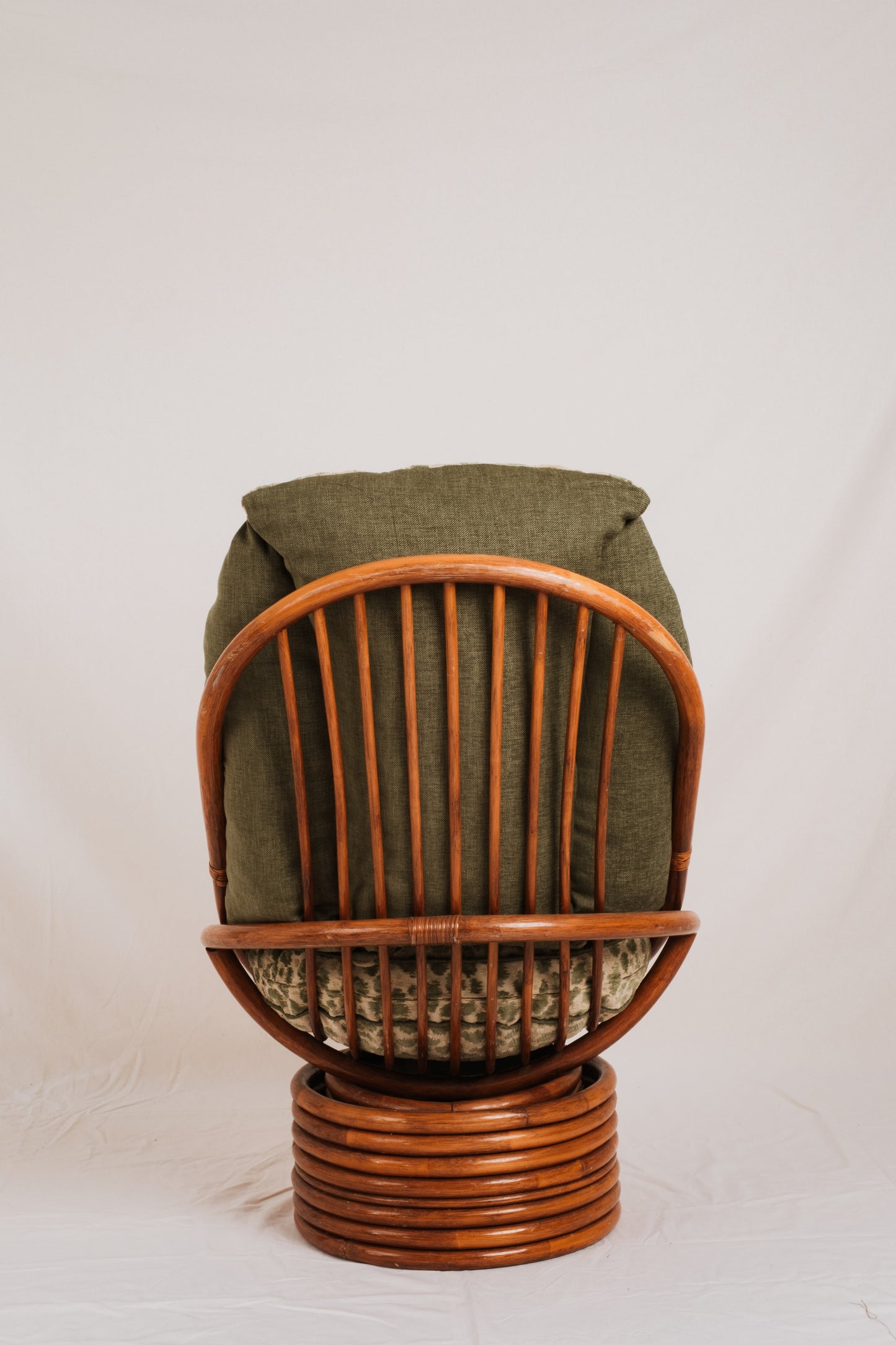 Mid Century Bamboo Swivel Chair