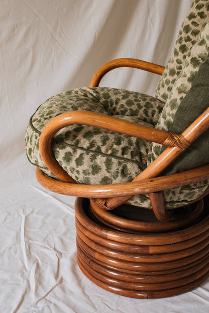 Mid Century Bamboo Swivel Chair