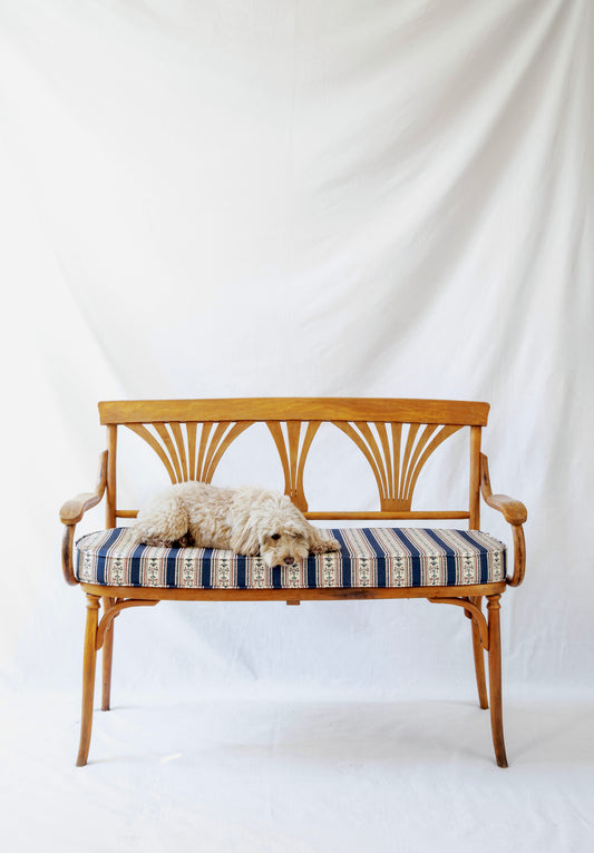 Antique "Baumann Sofa" with Striped Seat Cushion